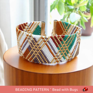 Peyote Stitch Beaded Bracelet Pattern, Spicy Plaid Design (PDF)