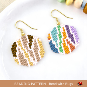 Brick Stitch Beaded Earrings Pattern: Abstractly Yours Round Design (PDF Pattern)