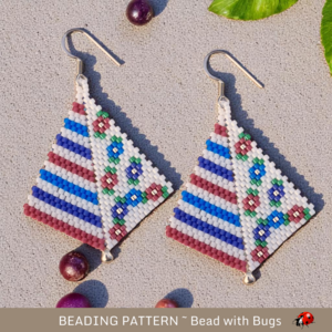 Peyote Stitch Kite Earring Beading Pattern, Beach Party Design (PDF)