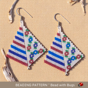 Peyote Stitch Kite Earring Beading Pattern, Beach Party Design (PDF)