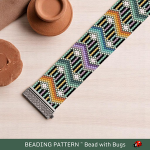 Peyote Stitch Beaded Bracelet Pattern, Bold Boho Design (PDF)