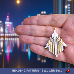 Peyote Stitch, Kite Earring Beading Pattern by Bead with Bugs, Bronze and Gold