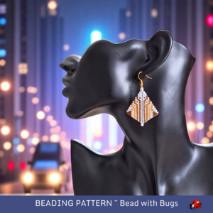 Peyote Stitch, Kite Earring Beading Pattern by Bead with Bugs, Bronze and Gold