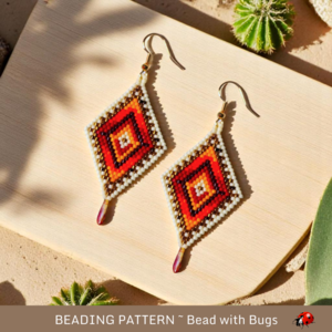 Brick Stitch Beaded Earrings Pattern: Desert Sun Design (PDF)