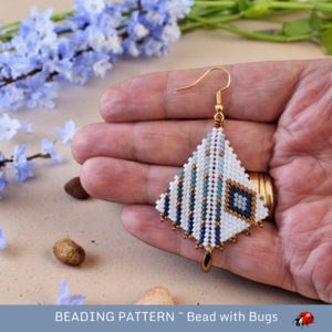 Peyote Stitch, Kite Earring Beading Pattern by Bead with Bugs, Enter the Calm