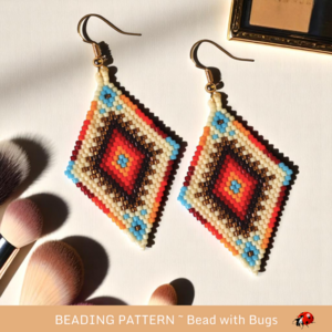 Brick Stitch Beaded Earrings Pattern: Four Directions Design (PDF)