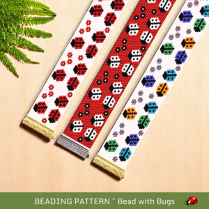 Peyote Stitch Beaded Bracelet Pattern by Bead with Bugs, Ladybug Parade, 3 patterns included, PDF