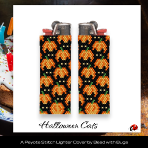 Peyote Stitch Beaded Lighter Cover HALLOWEEN CATS by Bead with Bugs