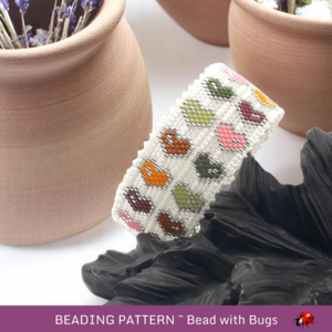 Peyote Stitch Bracelet Pattern, Miyuki Delica Hearts (PDF Pattern)