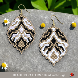 Brick Stitch Beaded Earrings Pattern: Black and Gold Miyuki Delica (PDF)