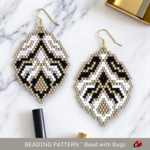Brick Stitch Beaded Earrings Pattern: Black and Gold Miyuki Delica (PDF)