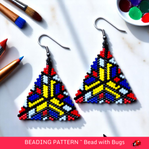 3D Peyote Stitch Triangle Earrings Pattern, Mondrian Beading (PDF Pattern)