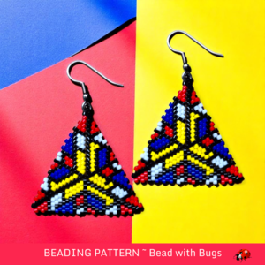 3D Peyote Stitch Triangle Earrings Pattern, Mondrian Beading (PDF Pattern)