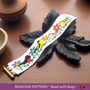Peyote Stitch Beaded Bracelet Pattern, Garden Birds (PDF)