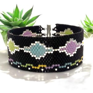 Peyote Stitch Beaded Bracelet Pattern, Patio Lights Design (PDF)