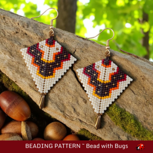 Peyote Stitch, Kite Earring Beading Pattern by Bead with Bugs, Poncho