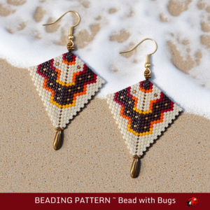 Peyote Stitch, Kite Earring Beading Pattern by Bead with Bugs, Poncho
