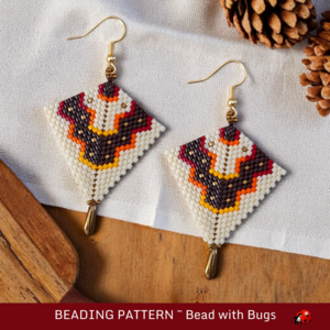 Peyote Stitch, Kite Earring Beading Pattern by Bead with Bugs, Poncho
