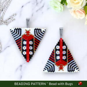 3D Beaded Peyote Pendant Pattern by Bead with Bugs, Red and Black Pendant, PDF