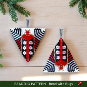 3D Beaded Peyote Pendant Pattern by Bead with Bugs, Red and Black Pendant, PDF