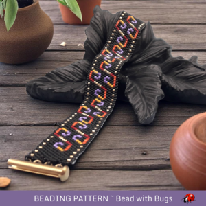 Peyote Stitch Beaded Bracelet Pattern, Ripples, Matte Black (PDF)