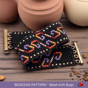 Peyote Stitch Beaded Bracelet Pattern, Ripples, Matte Black (PDF)