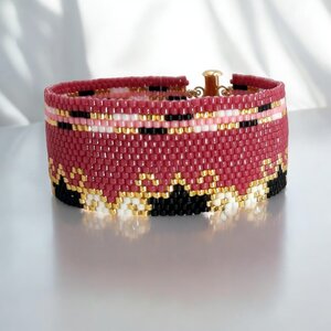 Peyote Stitch Beaded Bracelet Pattern, Very Cherry Design (PDF)