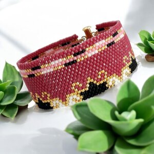 Peyote Stitch Beaded Bracelet Pattern, Very Cherry Design (PDF)