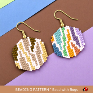 Brick Stitch Beaded Earrings Pattern: Abstractly Yours Round Design (PDF Pattern)