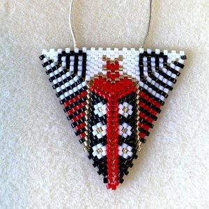 3D Beaded Peyote Pendant Pattern by Bead with Bugs, Red and Black Pendant, PDF