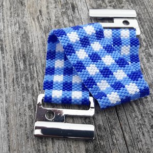 Peyote Stitch Bracelet Pattern, Retro Gingham, Bead with Bugs (PDF)