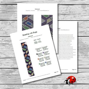 Peyote Stitch Beaded Bracelet Pattern, Moody Abstract Design (PDF)