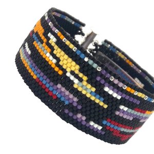 Peyote Stitch Beaded Bracelet Pattern, Moody Abstract Design (PDF)
