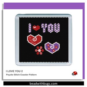 LOVE YOU:  Beaded Coaster Pattern Set