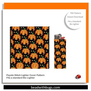 Peyote Stitch Beaded Lighter Cover HALLOWEEN CATS by Bead with Bugs