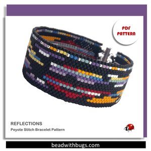 Peyote Stitch Beaded Bracelet Pattern, Moody Abstract Design (PDF)
