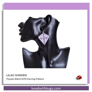 Kite Earring Peyote Stitch Beading Pattern, Lilac Garden (PDF Pattern)