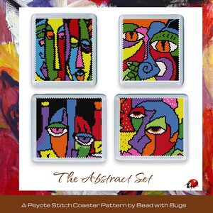 THE ABSTRACT SET: Peyote Stitch Beaded Coaster Pattern by Bead with Bugs