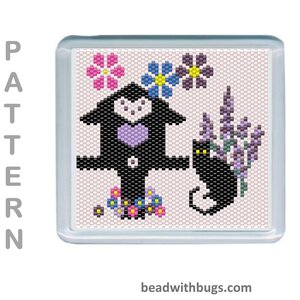 LAVENDER THEMED  SET: Peyote Stitch Beaded Coaster Pattern by Bead with Bugs