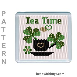 THE SHAMROCKS SET: Peyote Stitch Beaded Coaster Pattern by Bead with Bugs