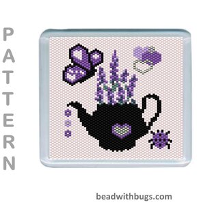 LAVENDER THEMED  SET: Peyote Stitch Beaded Coaster Pattern by Bead with Bugs