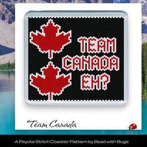 CANADA STRONG: Peyote Stitch Beaded Coaster Pattern Set by Bead with Bugs
