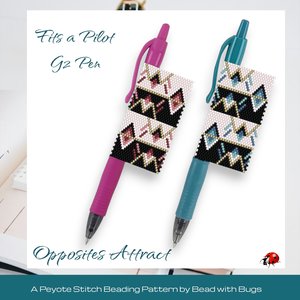 Peyote Stitch Beaded Pen Wrap Pattern, Opposites Attract (PDF Pattern)