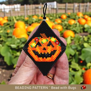 Jack O'Lantern Beaded Pod Pattern – 3D Halloween Ornament (PDF Pattern)