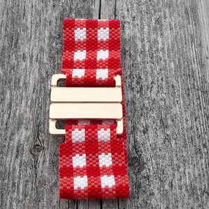 Peyote Stitch Bracelet Pattern, Retro Gingham, Bead with Bugs (PDF)