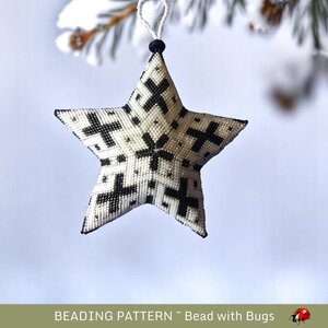 Celtic designed Black STAR IN STAR-A Peyote Stitch Beaded Star Pattern