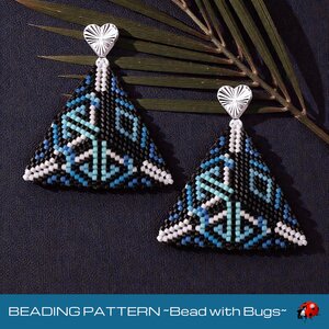 Peyote Stitch Triangle Earrings, Island Blues