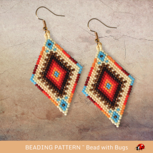 Brick Stitch Beaded Earrings Pattern: Four Directions Design (PDF)