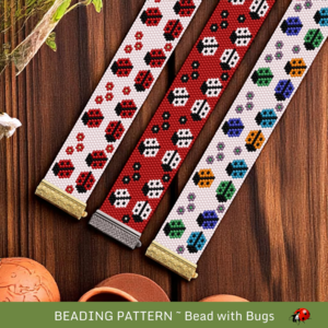 Peyote Stitch Beaded Bracelet Pattern by Bead with Bugs, Ladybug Parade, 3 patterns included, PDF