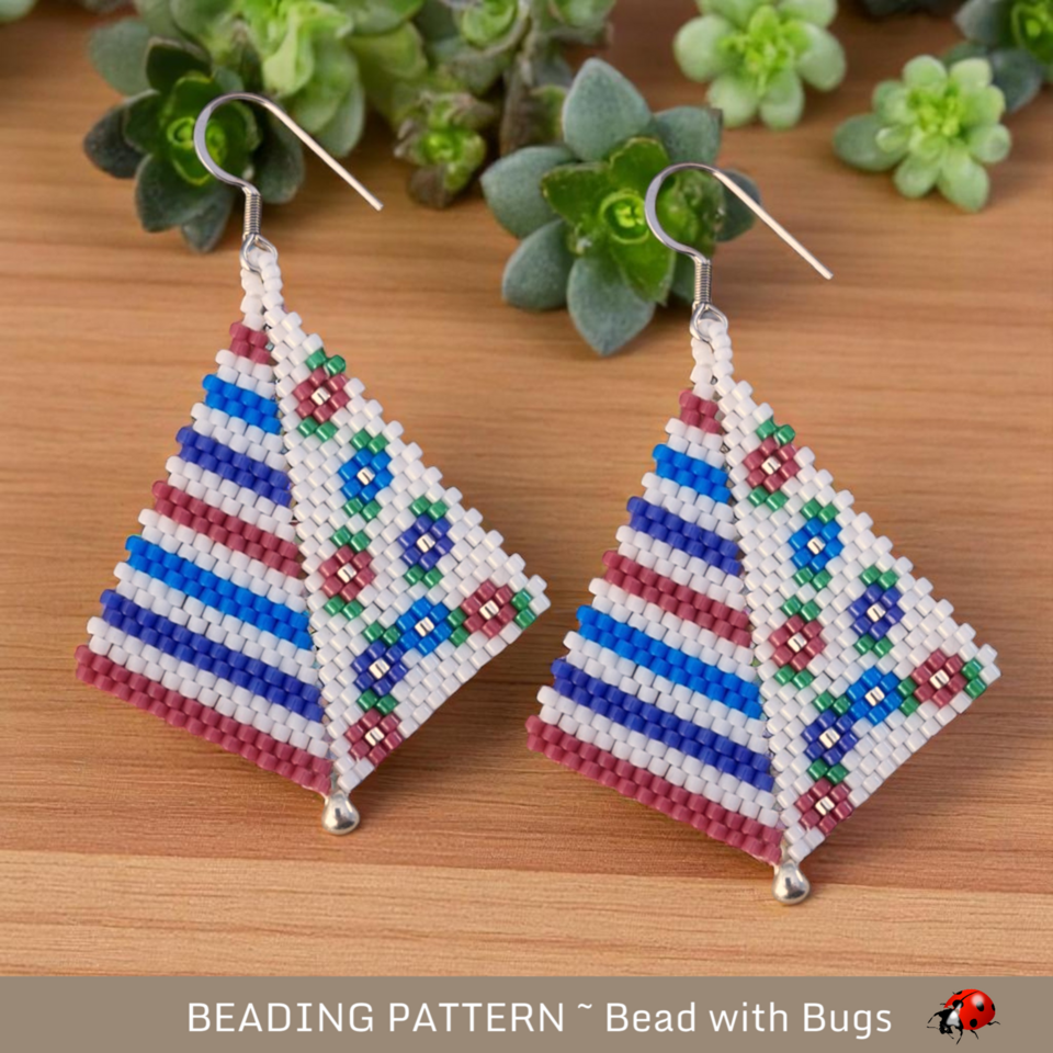 Peyote Stitch Kite Earring Beading Pattern, Beach Party Design (PDF)